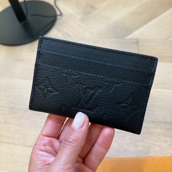 Louis Vuitton Calfskin Monogram Shadow Double Card Holder Black   LIKE NEW MINT - Picture 5 of 8